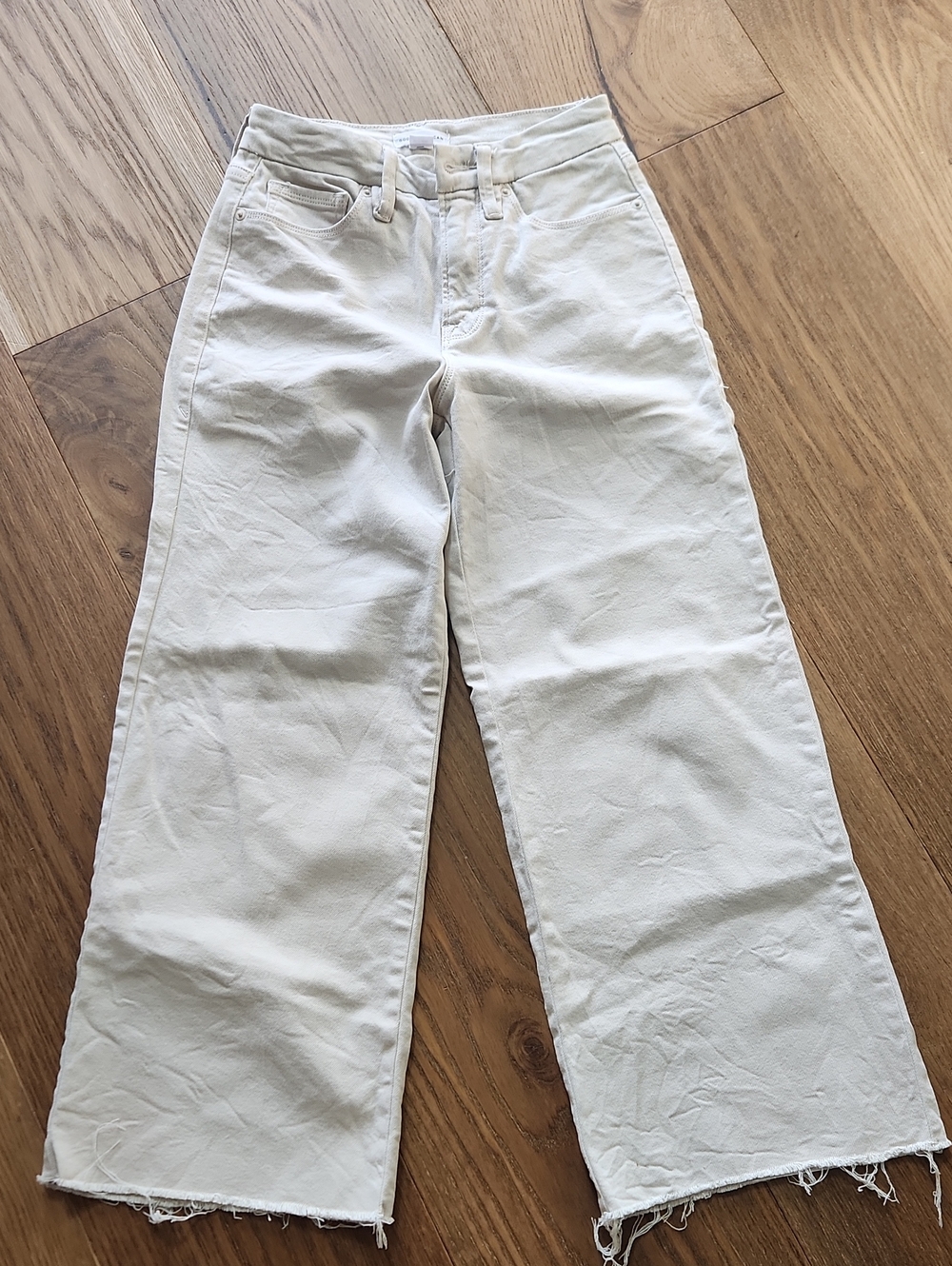 Good American Palazzo Crop Wide-Leg Jeans with Frayed Hem